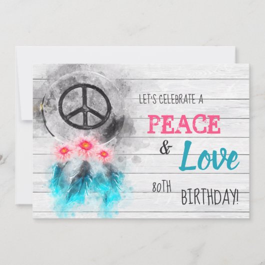 *~ Tribal Rustic Peace & Love Hippie Birthday Kaart (Voorkant)
