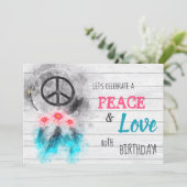 *~ Tribal Rustic Peace & Love Hippie Birthday Kaart (Staand voorkant)