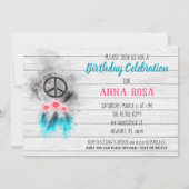 *~ Tribal Rustic Peace & Love Hippie Birthday Kaart (Achterkant)