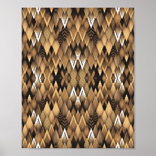 TRIBAL RUSTIEKE DRIEHOEKIGE PATROON POSTER (Voorkant)