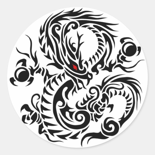 tribal ryuu 4 ronde sticker (Voorkant)