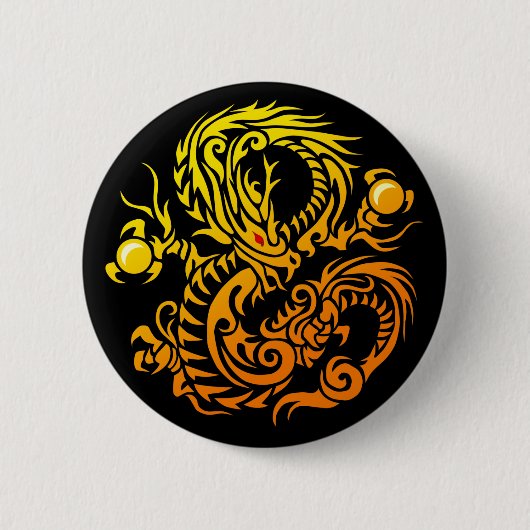 tribal ryuu gold ronde button 5,7 cm (Voorkant)
