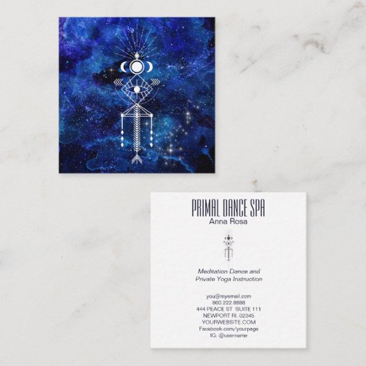 ** Tribal Sacred Celestial Cosmic Shaman Aztec Vierkante Visitekaartje (Voorkant / Achterkant)