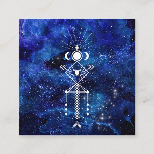 ** Tribal Sacred Celestial Cosmic Shaman Aztec Vierkante Visitekaartje (Voorkant)