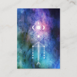 *~* Tribal Sacred Geometry Waterverf Aztec Shaman Visitekaartje
