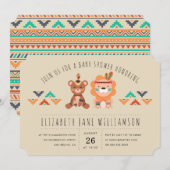 Tribal Safari Animals Boy Baby shower Party Kaart (Voorkant / Achterkant)