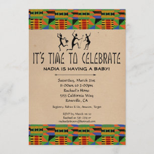 Tribal Safari Baby shower Invite - Kente Cloth Kaart