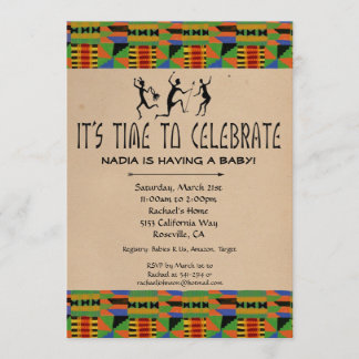 Tribal Safari Baby shower Invite - Kente Cloth Kaart