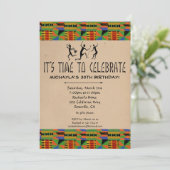 Tribal Safari Party Invitation - Kente Cloth Kaart (Staand voorkant)