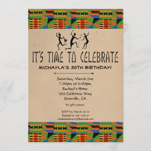 Tribal Safari Party Invitation - Kente Cloth Kaart