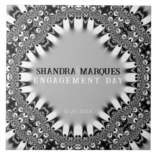 Tribal Satijn + Zilver Verloving Keepsake Gift Tegeltje (Voorkant)