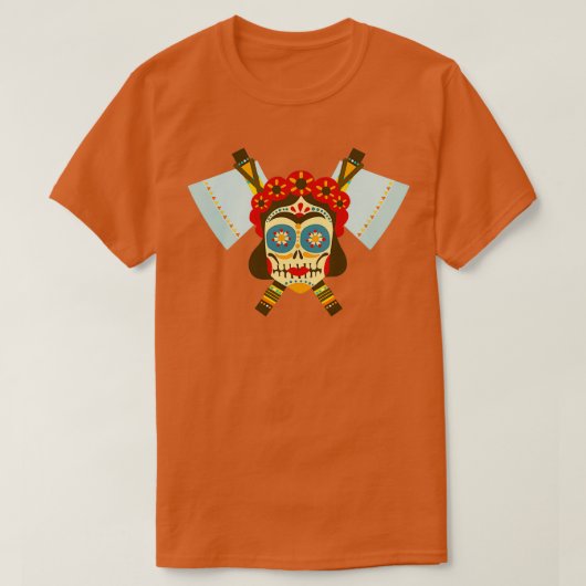 Tribal schedel Dual Ax 16 T-shirt (Design voorkant)