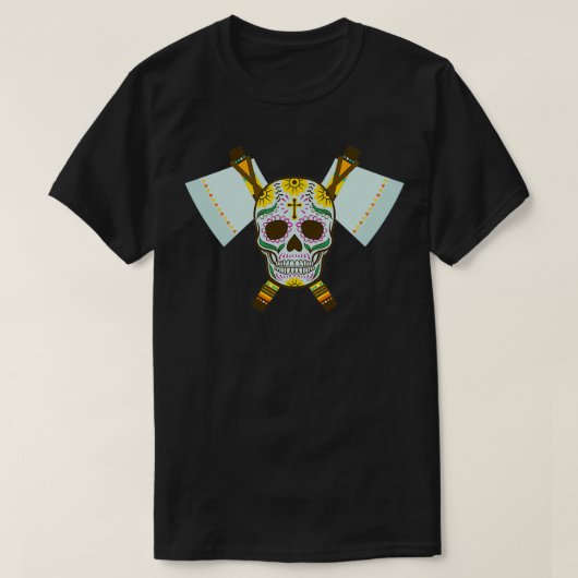 Tribal schedel Dual Ax 3 T-shirt (Design voorkant)