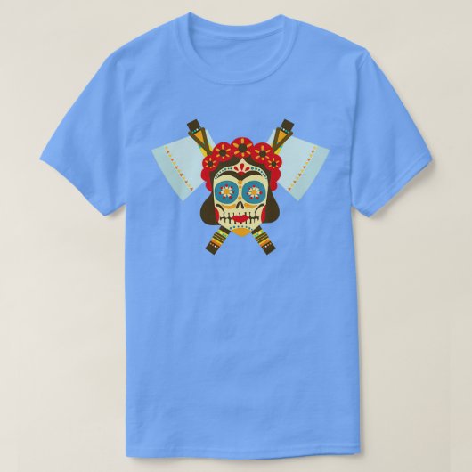 Tribal schedel Dubbele Ax 9 T-shirt (Design voorkant)