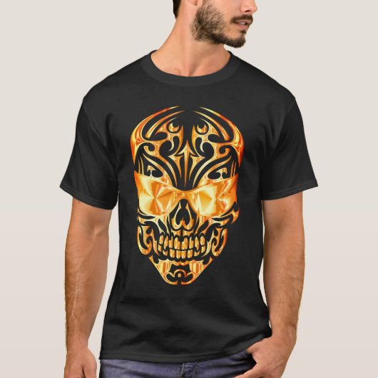 Tribal, schedel, hoofd t-shirt (Voorkant)