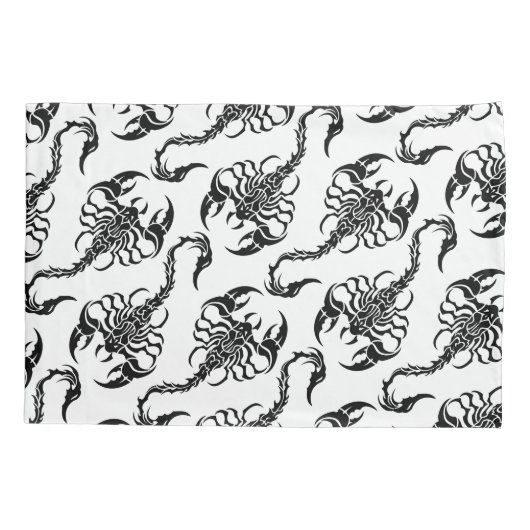Tribal Scorpion Black and White Pattern Kussensloop (Achterkant-Links)