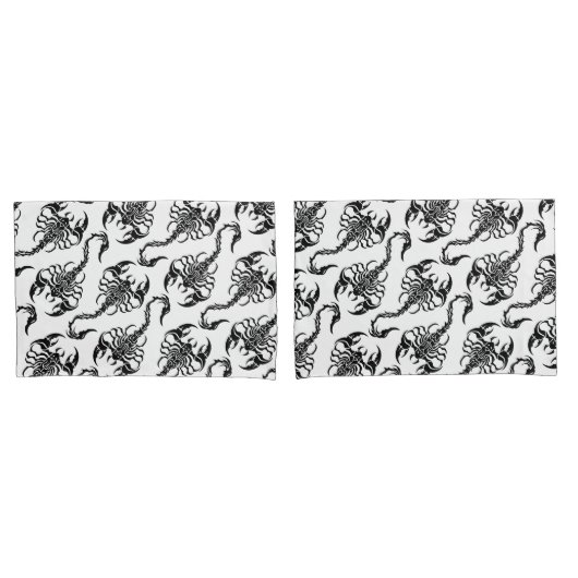 Tribal Scorpion Black and White Pattern Kussensloop (Voorkant-Set)