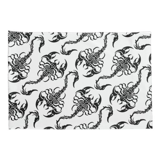 Tribal Scorpion Black and White Pattern Kussensloop (Achterkant-Rechts)