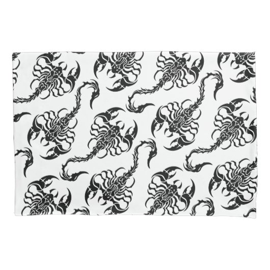 Tribal Scorpion Black and White Pattern Kussensloop (Voorkant-Links)