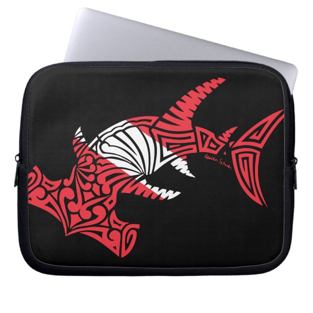 Tribal Scuba Flag Hammerhead Laptop Sleeve (Voorkant)