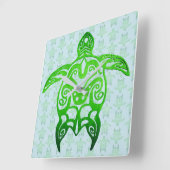Tribal Sea Turtle Honu Vierkante Klok (Hoek)