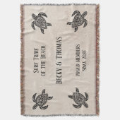 Tribal Sea Turtles on Beach, Text and Couple Deken (Voorkant Verticaal)