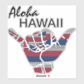 TRIBAL SHAKA (HANG LOS) ALOHA HAWAII HI FLAG DRK STICKER (Vel)