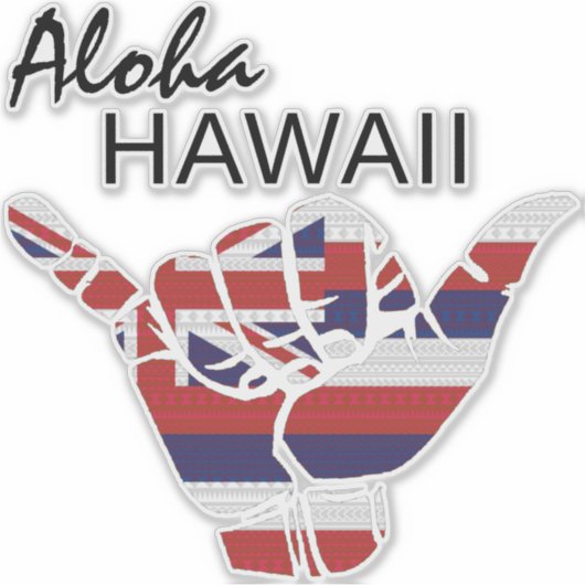 TRIBAL SHAKA (HANG LOS) ALOHA HAWAII HI FLAG LT STICKER (Voorkant)