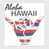 TRIBAL SHAKA (HANG LOS) ALOHA HAWAII HI FLAG LT STICKER (Vel)
