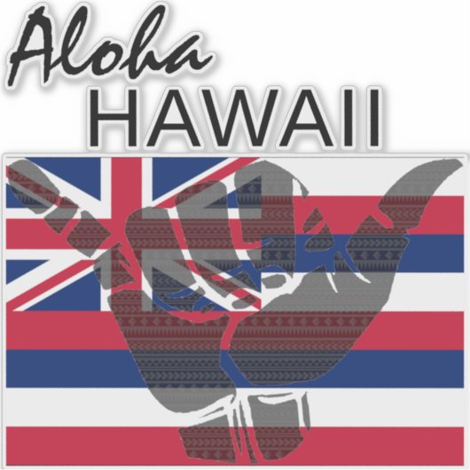 TRIBAL SHAKA (HANG LOS) ALOHA HAWAII HIFLAG BG STICKER (Voorkant)