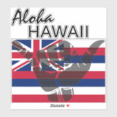TRIBAL SHAKA (HANG LOS) ALOHA HAWAII HIFLAG BG STICKER (Vel)