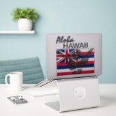 TRIBAL SHAKA (HANG LOS) ALOHA HAWAII HIFLAG BG STICKER (Laptop op bureau)