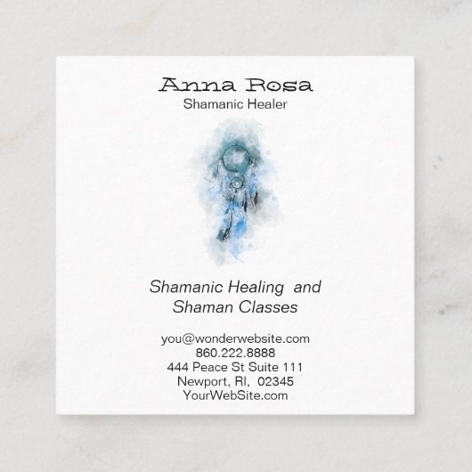 *~* Tribal Shamen Sacred Shamanic Dream Catcher Vierkante Visitekaartje (Achterkant)