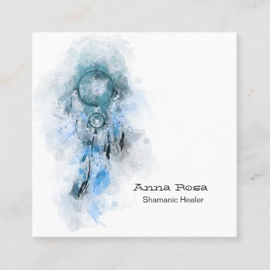 *~* Tribal Shamen Sacred Shamanic Dream Catcher Vierkante Visitekaartje (Voorkant)