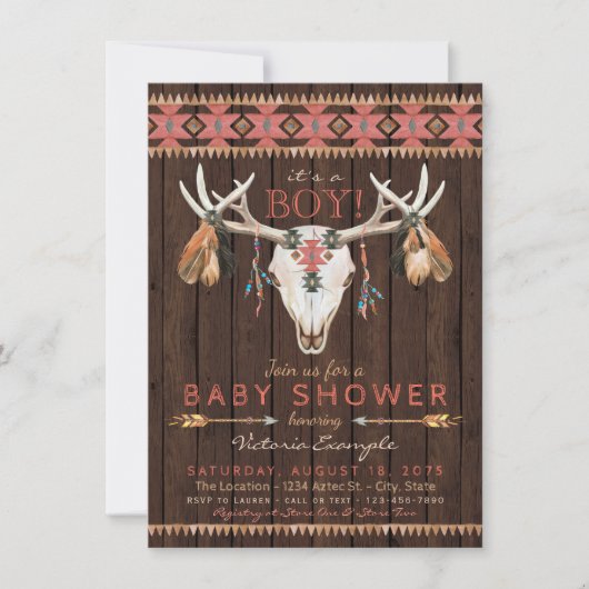 Tribal Skull Baby Shower Uitnodigingen (Voorkant)