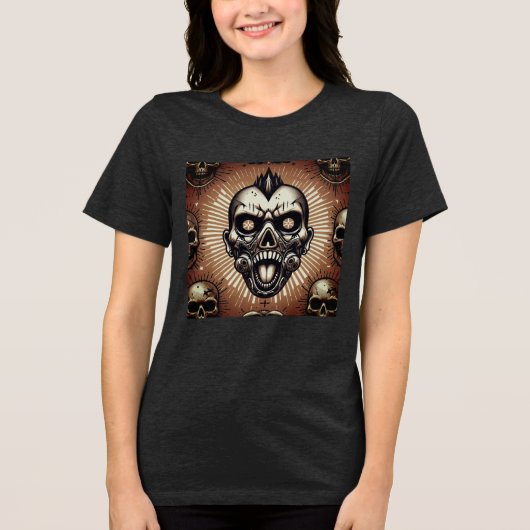 Tribal Skull-Collectie Tri-Blend Shirt (Voorkant)