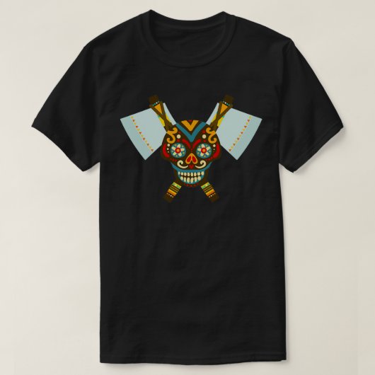 Tribal Skull Dual Ax T-shirt (Design voorkant)