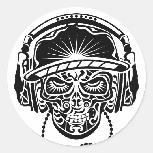 TRIBAL SKULL RONDE STICKER (Voorkant)
