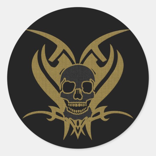 TRIBAL SKULL RONDE STICKER (Voorkant)