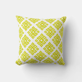 Tribal sleutel patroon lime groen wit hout kussen