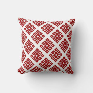 Tribal sleutel patroon rood wit hout kussen