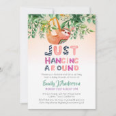 Tribal SLOTH Hanging rond Mint Green Baby Kaart (Voorkant)