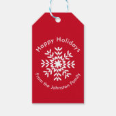 Tribal Sneeuwvlok Geometrische Kerstmis Rood Cadeaulabel (Voorkant)