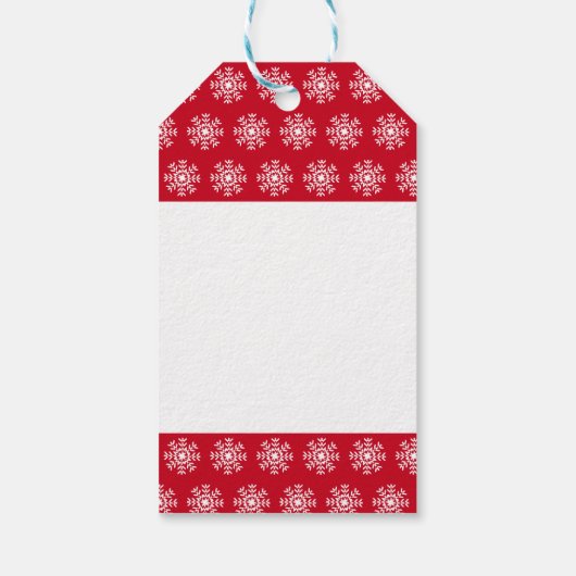 Tribal Sneeuwvlok Geometrische Kerstmis Rood Cadeaulabel (Achterkant)
