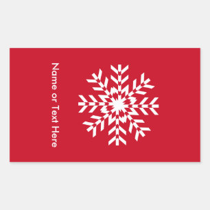 Tribal Sneeuwvlok Geometrische Kerstmis Rood Rechthoekige Sticker