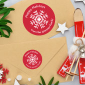 Tribal Sneeuwvlok Geometrische Kerstmis Rood Ronde Sticker