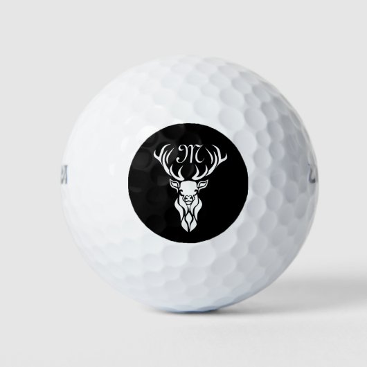 Tribal Snow Stag White Silhouette Golfballen (Voorkant)