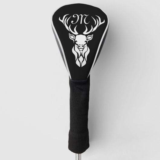 Tribal Snow Stag White Silhouette Golfheadcover (Voorkant)