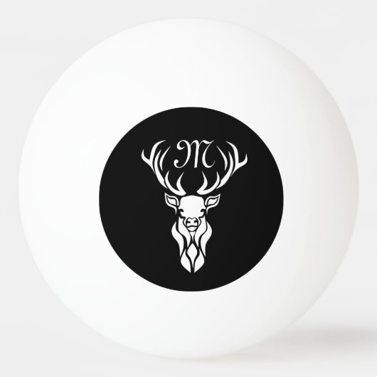 Tribal Snow Stag White Silhouette Pingpongbal (Voorkant)