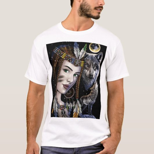 "Tribal Spirit Wolf & Warrior Queen T-Shirt – Bold (Voorkant)